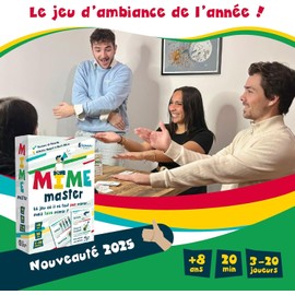 MIME MASTER - Board Game and Board Game - The Newly Invented Mime Game - 8 Years and Over - 3 to 20 Players - Crazy Laughter with Family and Friends - Olemains Games