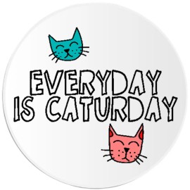 Kiwi Gifts Everyday Is Caturday - 25 Pack Circle Stickers 3 Inch - Cat Love Humor