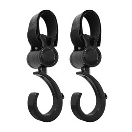 LUYING Baby Stroller Hooks, 360 Degree Rotation with , Non-slip, Easy to Use, Travel Hooks, Universal Multifunction Hooks, Black, Set of 2