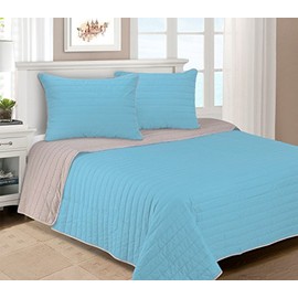Superior 100% Cotton, Soft, 2-Pieces Twin, Brandon Vertical Striped Quilt Set, Light Blue