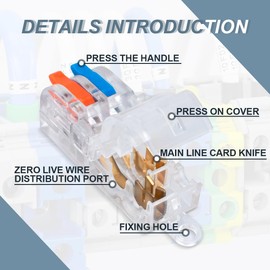 Innfeeltech Innfeeltech 10 Pcs Connecting Ternimal, 2 In 2 Out Connection Clamp,with Lever, Cable Connectors with 1.5-2.5 mm2 Conductor Clamp, Non-Stripping Wire