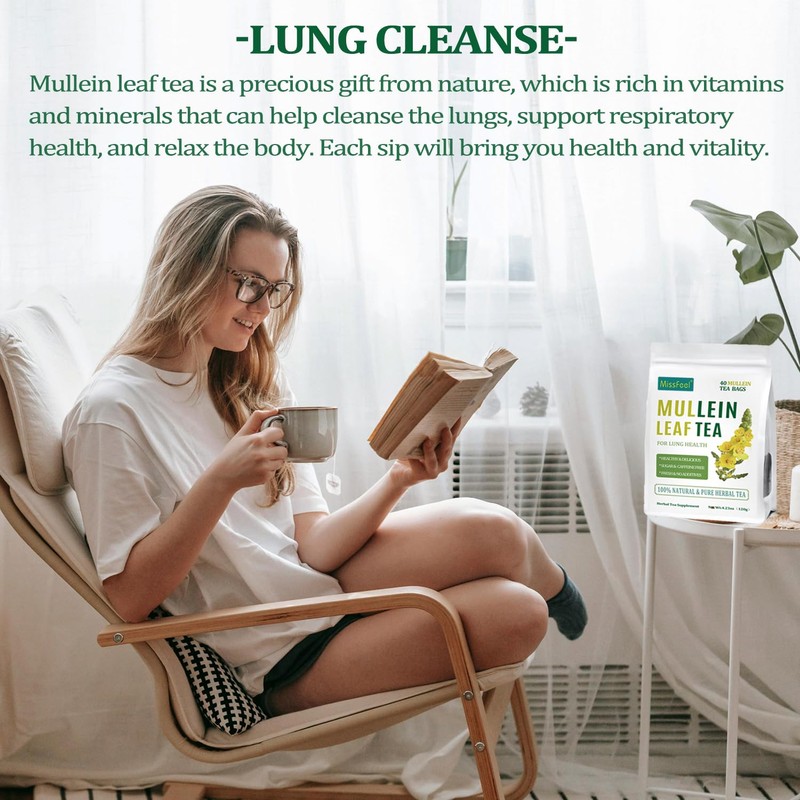 Mullein Leaf Tea, Mullein Leaf Tea Bags for Respiratory, Natural
