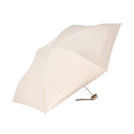Francfranc Flanc Blackout Compact Scalloped Folding Umbrella, 18.5 inches (47 cm) (For Rain or Shine), light beige