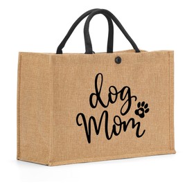 New Mom Gifts Best Gifts for Expecting Mom Dog Mom Burlap Tote Bag First Time Mom Gifts Mom To Be Gift for Women Dog Lover Friend Coworker Birthday Christmas Reusable Beach Bag Shopping Bags
