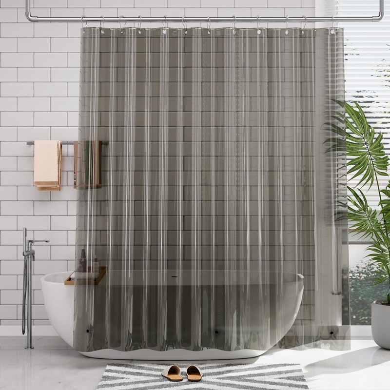 AmazerBath 72x78 Long Shower Curtain Liner, Clear Black Plastic Shower