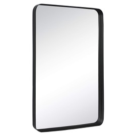 TEHOME 24x36 Black Metal Framed Bathroom Mirror for Wall in Stainless Steel Rounded Rectangular Bathroom Vanity Mirrors Wall Mounted