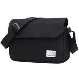 FUPUTWO Men's Shoulder Bag, Cross-body Shaped, Small, Lightweight, Sling Bag, Solid Color, Nylon, Black