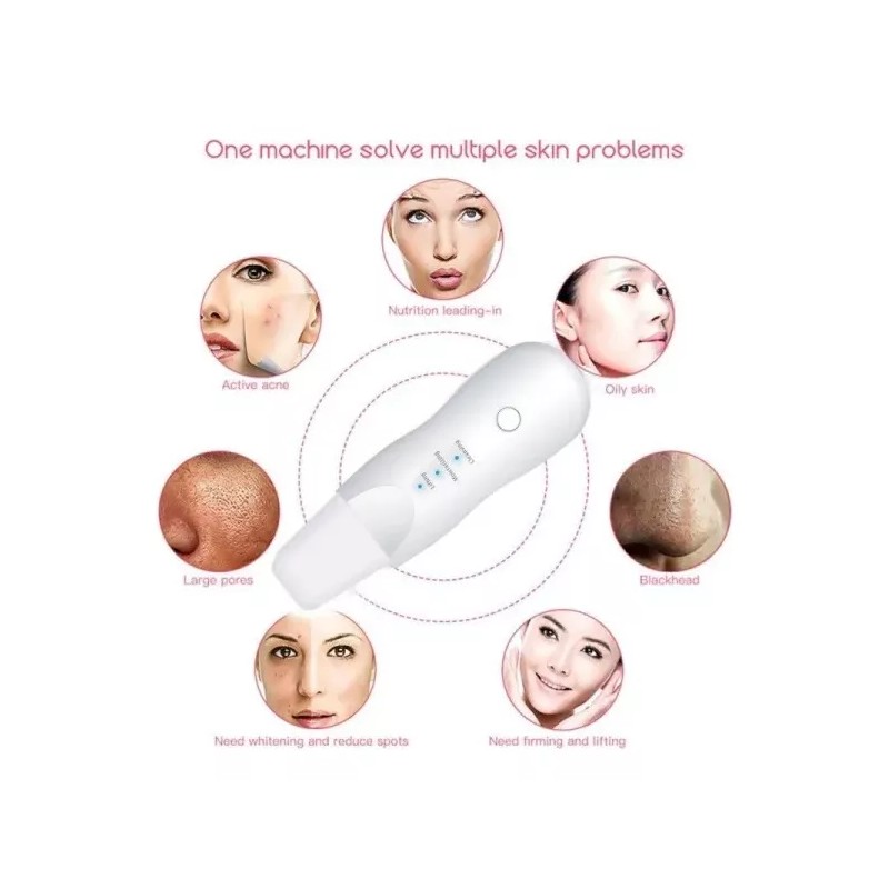 WP Limpiador Facial Ultrasónico Blanco Con 2 Cepillosde Masaje