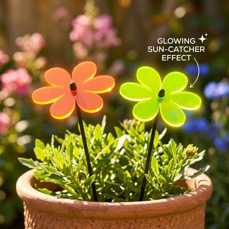 5pcs Garden Flower Stakes, Daisy-Style