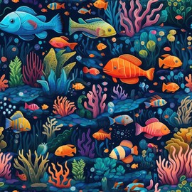 MuralPeel Under The Sea Tropical Fish Animals Coral Peel and Stick Wallpaper Self Adhesive Removable Easy Peel Off Contact Paper Stick on Wall Paper for Bedroom Cabinet Renter Friendly