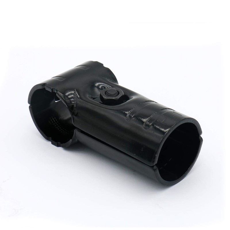 Black 1.02", T-shaped inclined pipe connector pipe clamp