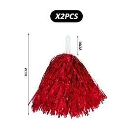 CYNOSURETECH 2 pieces metal foil cheer ball set, sports cheer balls, sports pompoms, carnival cheer balls, cheerleading hand flowers, suitable for stage performances, cheerleading, dance (red)