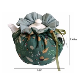 Cotton Tea Cozy, Vintage Decorative Dust Proof Teapot Cover with Insulation Pad to Keep Tea Warm, Kitchen Home Decor for Mom, Wife, Friends (Green)