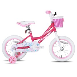 JOYSTAR 16 Inch Girls Bike, Toddler Bike for 4 5 6 7 Years Old Girl, 16" Kids Bikes with Training Wheels & Basket, Children's Bicycle for Ages 4-7 yr, Fuchsia
