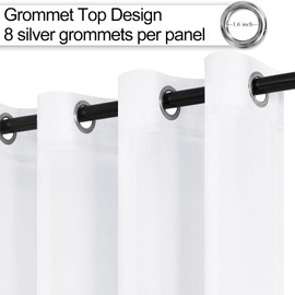 XWZO Linen Look Voile Curtains White,Grommet Top Semi Transparent Eyelet Sheer Drapes for Living Room,Kids Room,W55*L102,2 Panels