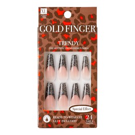 GoldFinger Press On Nails Special Effect Full Cover Nails Glue On Nails Manicure Long Fake Nails with Glue (Savage)