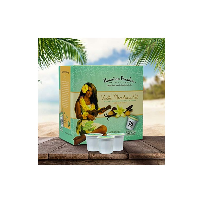 Hawaiian Paradise Coffee Vanilla Macadamia Nut Single Serve Cups 18