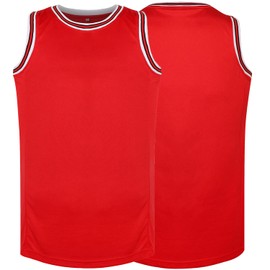 Blank Basketball Jersey Men's Mesh Athletic Practice Sports Shirts 90S Hip Hop Jersey (Red, XX-Large)