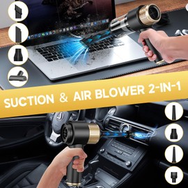 JONYJ Handheld Car Vacuum Cleaner, 16000PA Hand Held Vacuum Portable Cordless, 2 in 1 Air Duster and Vacuum Cleaner with LED Light, Multi-Nozzles, 120W High Power Mini Vacuum for Home, Pet, Office