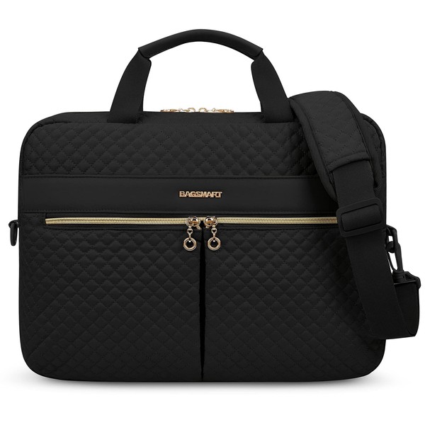 BAGSMART Laptop Bag, 15.6 Inch Briefcase for Women Large Laptop Case Computer Bag Office Travel Business,Black