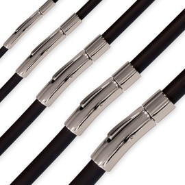 Fly Style Rubber Necklace or Bracelet, Rubber Band Black Collar, 2 mm - 6 mm, Stainless Steel, black