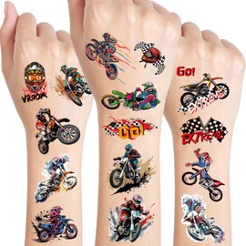 Dirt Bike Temporary Tattoo for Kids - 60 Styles Temporary for Birthday Party Decorations Decor Favors Supplies Gifts Boys Girls Cute Fake Tattoo School Reward Themed