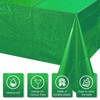 3 Pack Iridescent Green Plastic Tablecloths, Shiny Disposable Laser Rectangle