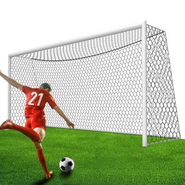 YUXUXU Professional Soccer Goal Net Replacement 24x8FT [8.4lbs, 4mm Nylon], Upgraded Weather Resistance, Enhanced Break Strength, Superior Abrasion Resistance- Classic Black (Net Only)