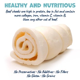 Pack Approved Beef Cheek Rolls for Dogs - Natural & Odor-Free Dog Treats - 5 to 6 Inch Medium Beef Hide Dog Chews - 4 Pack