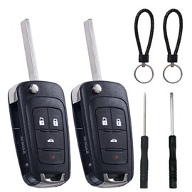 SUPALAND Folding Flip Key Fob Shell Case fits for Chevy Cruze Malibu Camaro Equinox Equinox Sonic GMC Terrain Buick 2010 2011 2012 2013 2014 2015 2016 Keyless Entry Key Fob Cover 4 Button Keychain