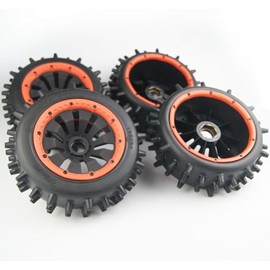Orange Beadlock Knobby Digger Tires Wheels for Rovan HPI Baja 5B 5T 5SC King Motor Losi DBXL 5ive T