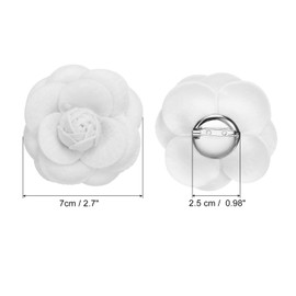PATIKIL Camellia Flower Brooches, Vintage Fabric Flower Brooches Handmade Floral Pins for Women Hat Dress Shirt Tie Corsage, White