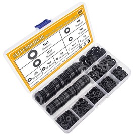 Sutemribor Nylon Flat Washer Assortment Set 600 Pieces, 9 Sizes - M2 M2.5 M3 M4 M5 M6 M8 M10 M12, Black