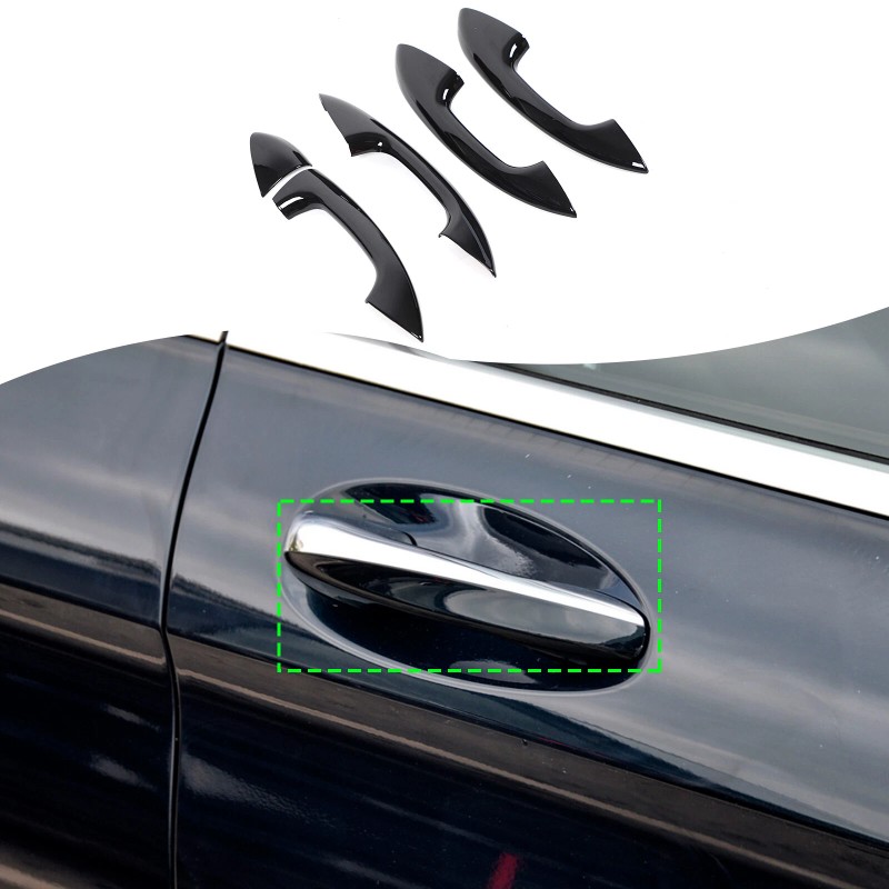 YNEI Gloss BLack Door Handle Upper Add-on Cover Fits Mercedes