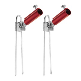 PATIKIL Bank Fishing Rod Holders, 2 Pack Fish Pole Holder Ground Support Stand Folding Bracket Fishing Rack Turret for Beach, Red