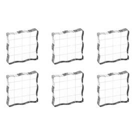 PATIKIL 1.6"x1.6" Acrylic Stamp Block, 6Pcs Clear Stamping Block with Grid Lines Decorative Mounting Blocks Wave for Scrapbooking DIY Crafts Card Making