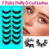 7 Pairs of 3D False Eyelashes, Cat Eye, Fluffy Volume,