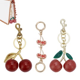 PH PandaHall 3 Styles Kirsche Schlüsselanhänger Obst Schlüsselanhänger Sweet Cherry Bag Charms Emaille Verlängerung Kette Handtasche Riemen Verlängerungen für Frauen Geschenk Rucksack Handtasche Dekor