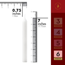 Lerner White Household Candlesticks, Pack of 50 | 6-Hour Burning Time | 7 Inch Tall Dinner Candles | 100% Dripless | Shabbat Candles | Candlesticks for Holidays, Churches, Décor, Emergencies