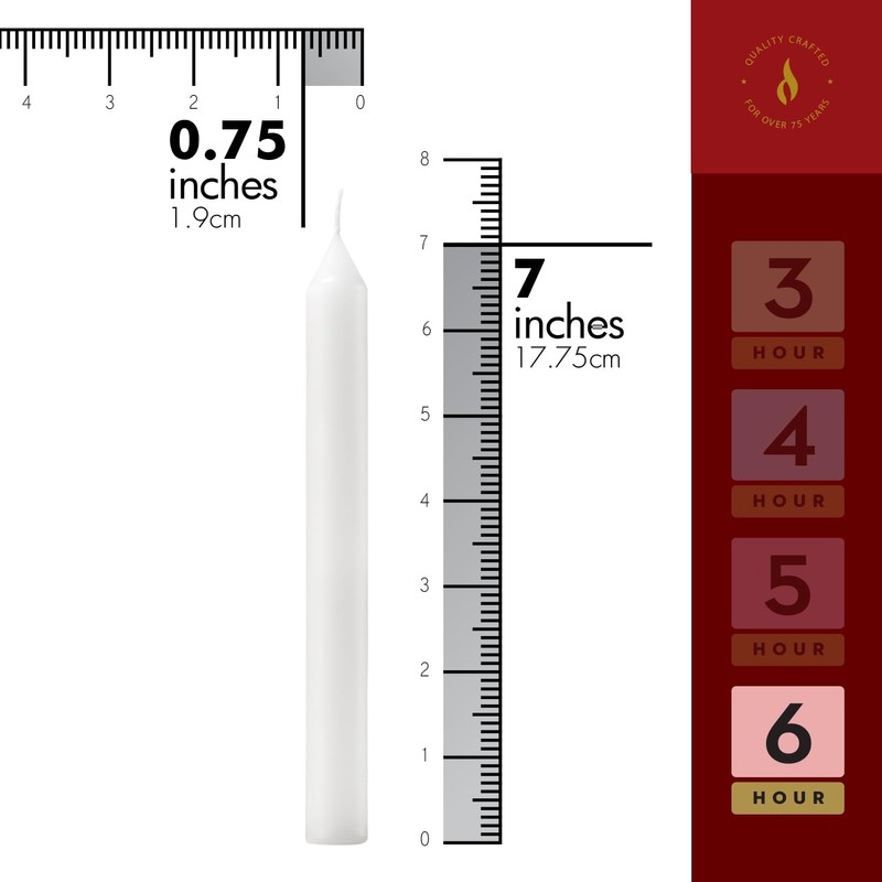 Lerner White Household Candlesticks, Pack of 50 | 6-Hour Burning