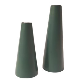 Set of 2 Tealight Holders in Green Lacquered Wood (d. 6.5 cm x h. 14.5 cm - d. 7 cm x h. 20 cm)