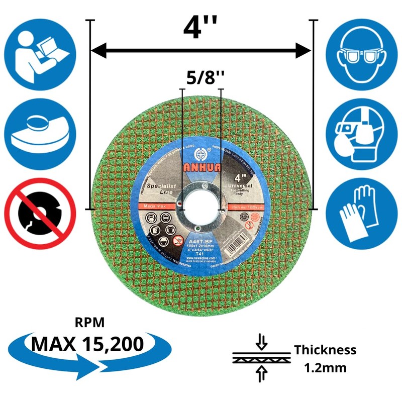 25PACK - 4" Cutting Wheels for Metal, Arbor 5/8", Stainless