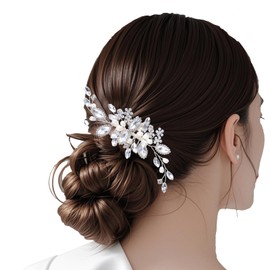Nfvjfxz Wedding Hair Comb for Brides Rhinestone Bridal Hair Accessories Pearl Bride Hair Pins Flower Elegant Engagement for Women Bride