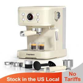 Empstorm 2 in 1 Capsule and Powder Semi-Automatic Coffee Machine Makes Espressos Lattes Cappuccinos for Office Home Hotel Usevoltage (v): 110-120V, plug type: US, color: White