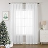 Bujasso White Linen Textured Semi Curtains 90 Inches Long Rod