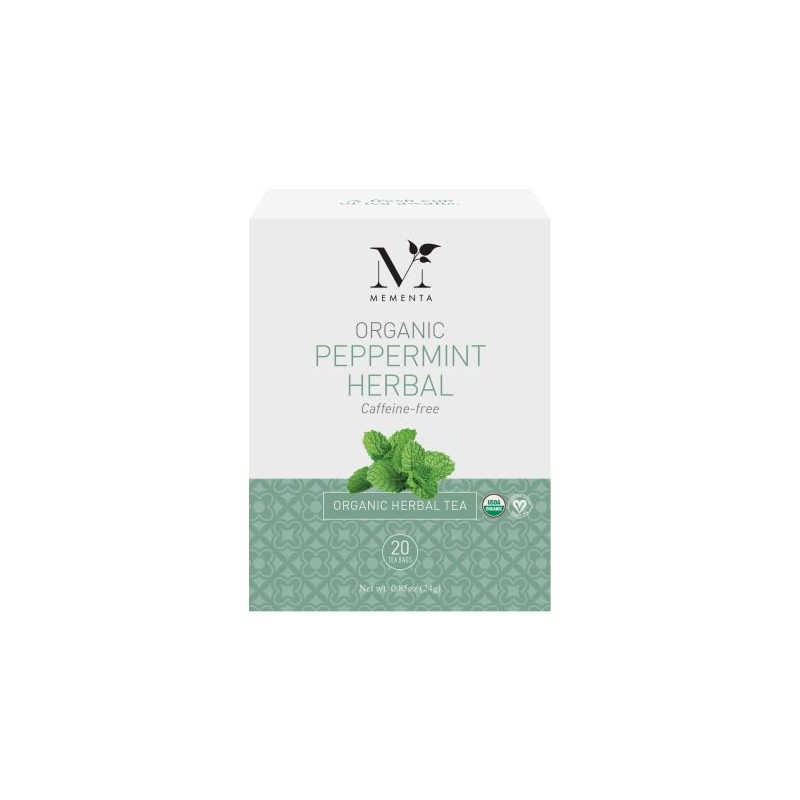 Mementa Organic Herbal Peppermint Tea Caffeine Free, 20-count (Pack of