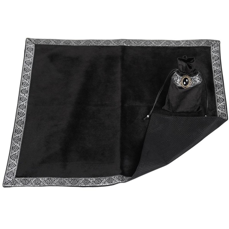Tarot Cloth Velvet Tarot Tablecloth with Bag Witch Divination Moon