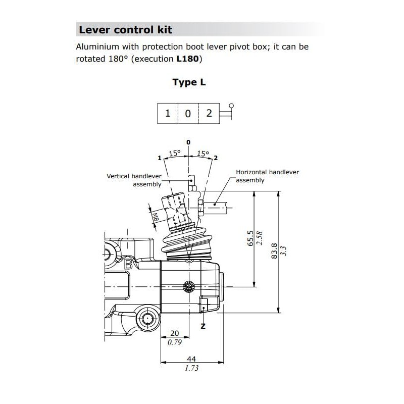 Walvoil Type L Aluminium Lever Control Kit with Pivot Box