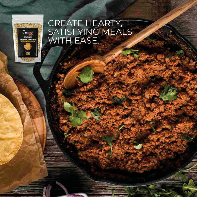 Crave Textured Vegetable Protein, 2.2LB Bag, Vegan, Gluten Free, High