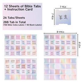 Starboling Bible Tabs,Gradient Reposition Laminated Bible Tab,Bible tabs for Women,Remove & Replace Bible Index Tabs,Easy to Read and Apply Bible Tabs for Women and Man（3Sets）
